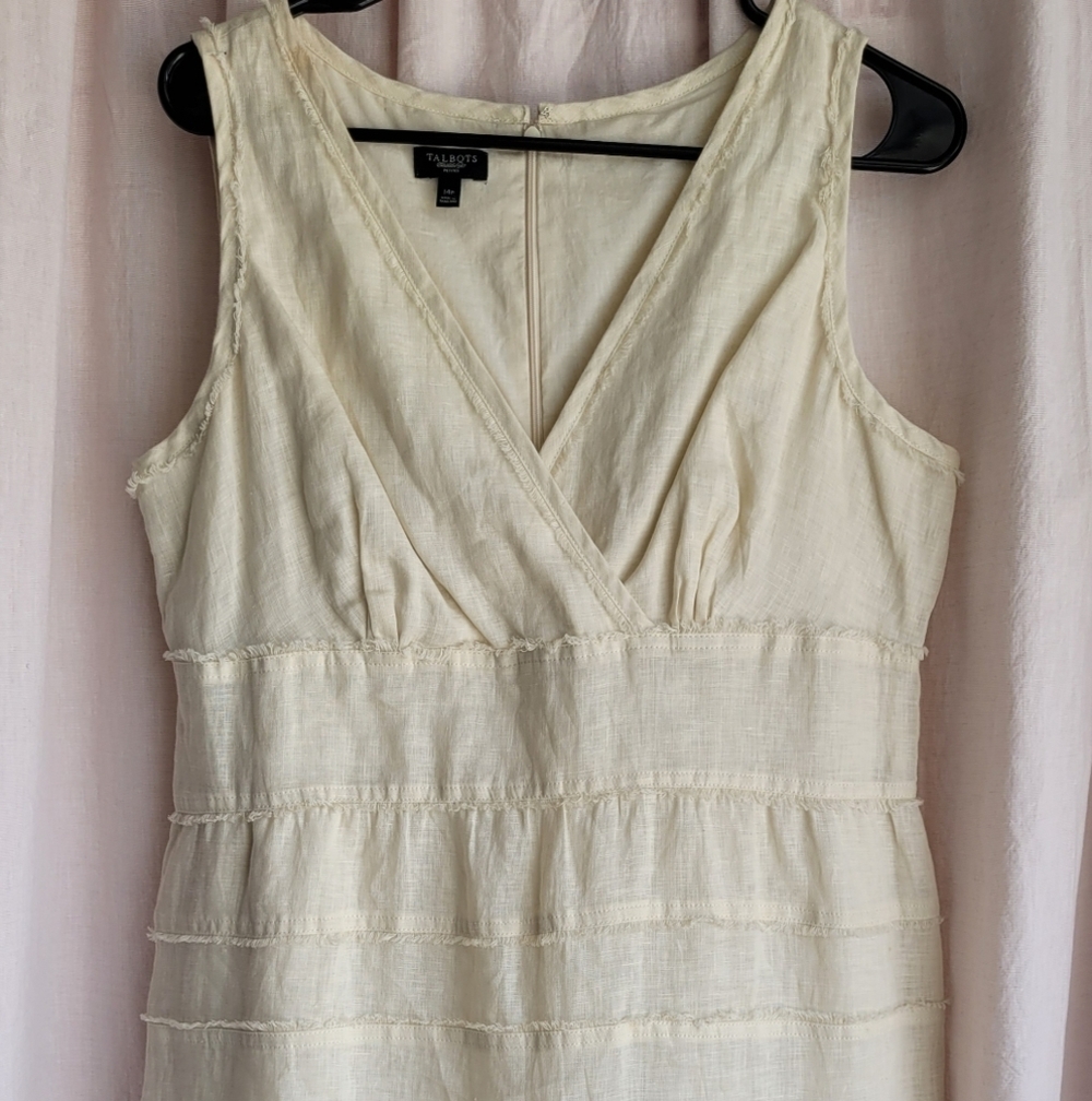 Talbots Cream Sleeveless V-Neck Sundress